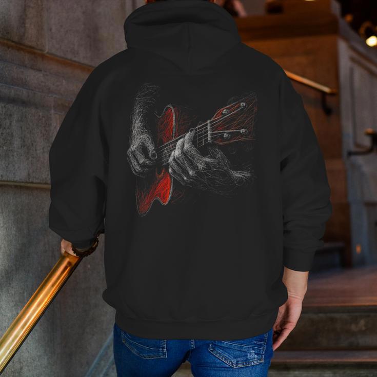 Acoustic Guitar Player Shirt Vintage Music Teacher Guitarist Men Zip Up Hoodie Back Print, funny gift