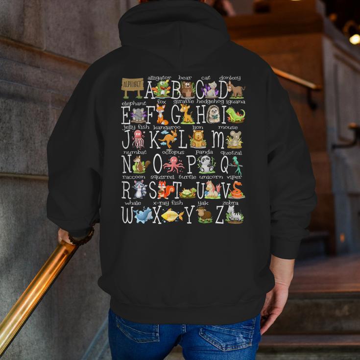 Alphabet Animals Back To School Pre-K Kindergarten Teacher Men Zip Up Hoodie Back Print, funny gift Alphabet Animals Back To School Pre-K Kindergarten Teacher Men Zip Up Hoodie Back Print, funny gift