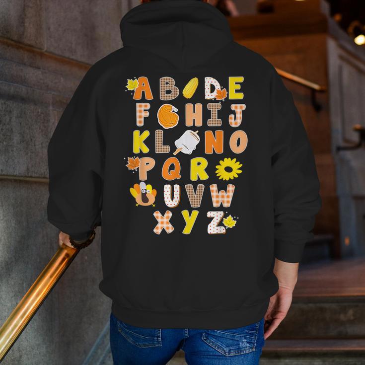 Alphabet Turkey Thanksgiving Costume Preschool Teacher Men Women Men Zip Up Hoodie Back Print, funny gift Alphabet Turkey Thanksgiving Costume Preschool Teacher Men Women Men Zip Up Hoodie Back Print, funny gift