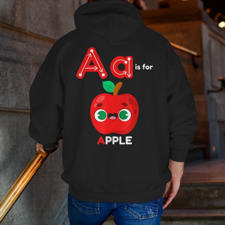 A Is For Apple Pre-K Kindergarten Teacher Student Men Zip Up Hoodie Back Print, funny gift A Is For Apple Pre-K Kindergarten Teacher Student Men Zip Up Hoodie Back Print, funny gift