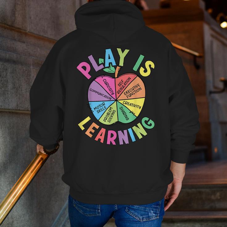 Apple Retro Play Is Learning Kindergarten Teacher Daycare Men Zip Up Hoodie Back Print, funny gift