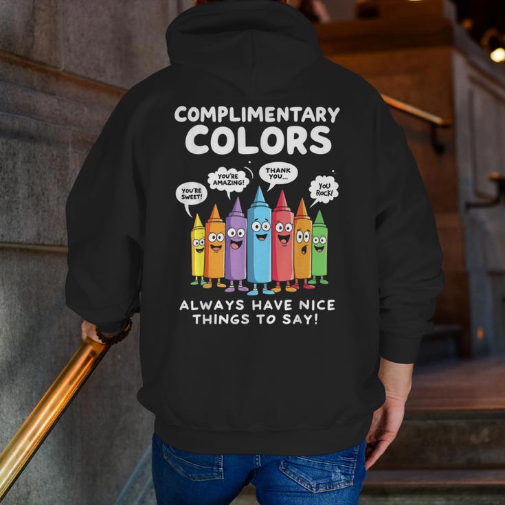 Art Teacher COMPLIMENTARY Colors Always Have Things To Say Men Zip Up Hoodie Back Print, funny gift Art Teacher COMPLIMENTARY Colors Always Have Things To Say Men Zip Up Hoodie Back Print, funny gift