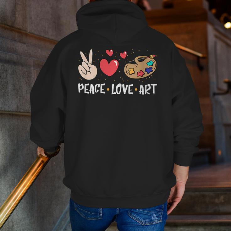 Art Teacher Peace Love Art For Artists And Painters Men Zip Up Hoodie Back Print, funny gift Art Teacher Peace Love Art For Artists And Painters Men Zip Up Hoodie Back Print, funny gift