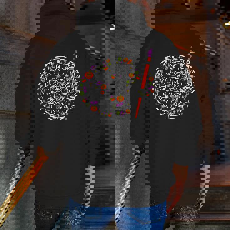 Art Teacher Pumpkin Scary Halloween Costume Men Women Men Zip Up Hoodie Back Print, funny gift