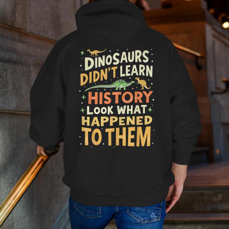 Back To School Dinosaur Social Studies Teacher Student Men Zip Up Hoodie Back Print, funny gift