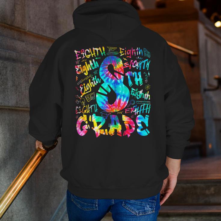 Back To School Eighth 8th Grade Tie Dye Typography Teacher Men Zip Up Hoodie Back Print, funny gift