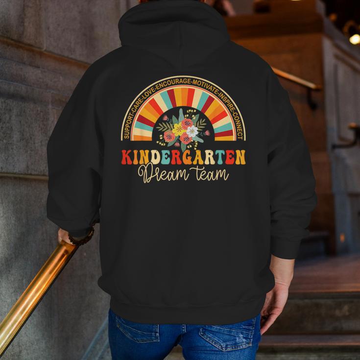 Back To School Kindergarten Dream Team Teacher Love Floral Men Zip Up Hoodie Back Print, funny gift