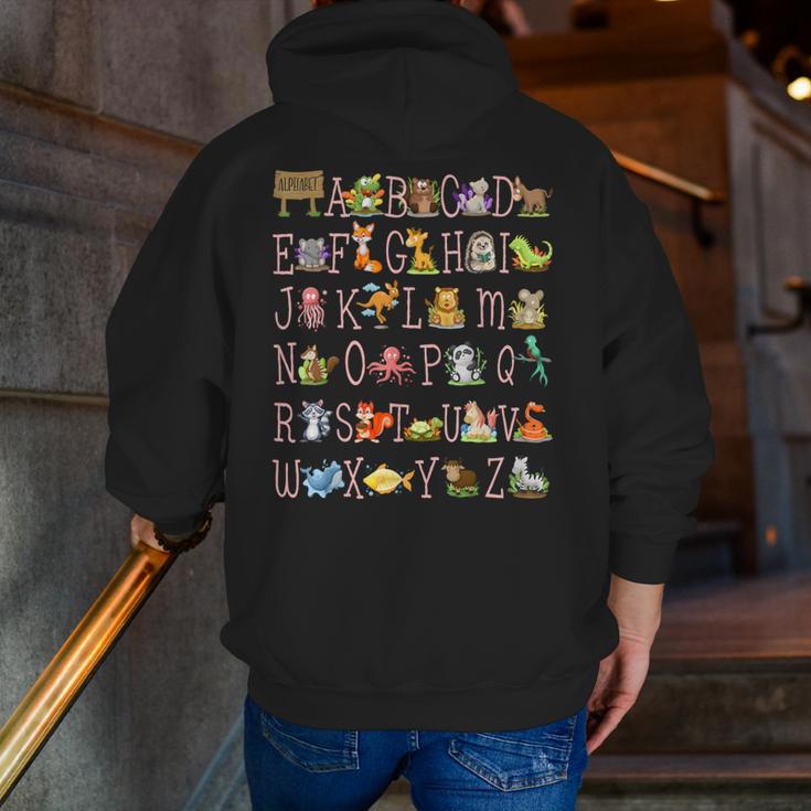 Back To School Kindergarten Teacher ABCs Animals Alphabet Men Zip Up Hoodie Back Print, funny gift Back To School Kindergarten Teacher ABCs Animals Alphabet Men Zip Up Hoodie Back Print, funny gift