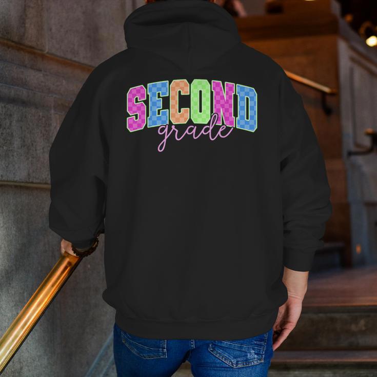 Back To School Neon Checkered Second Grade Colorful Teacher Men Zip Up Hoodie Back Print, funny gift Back To School Neon Checkered Second Grade Colorful Teacher Men Zip Up Hoodie Back Print, funny gift