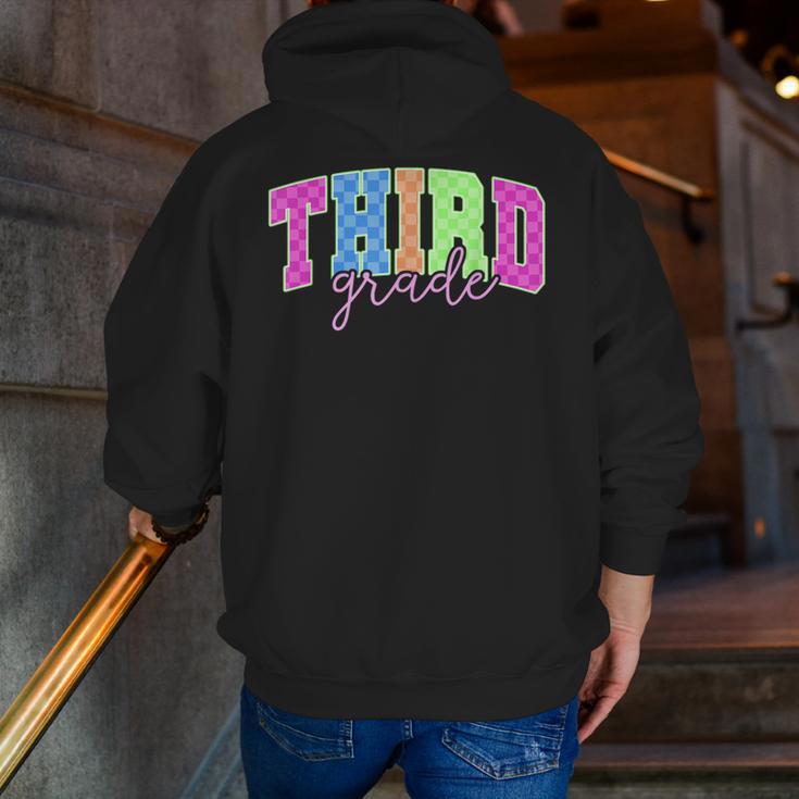 Back To School Neon Checkered Third Grade Colorful Teacher Men Zip Up Hoodie Back Print, funny gift Back To School Neon Checkered Third Grade Colorful Teacher Men Zip Up Hoodie Back Print, funny gift