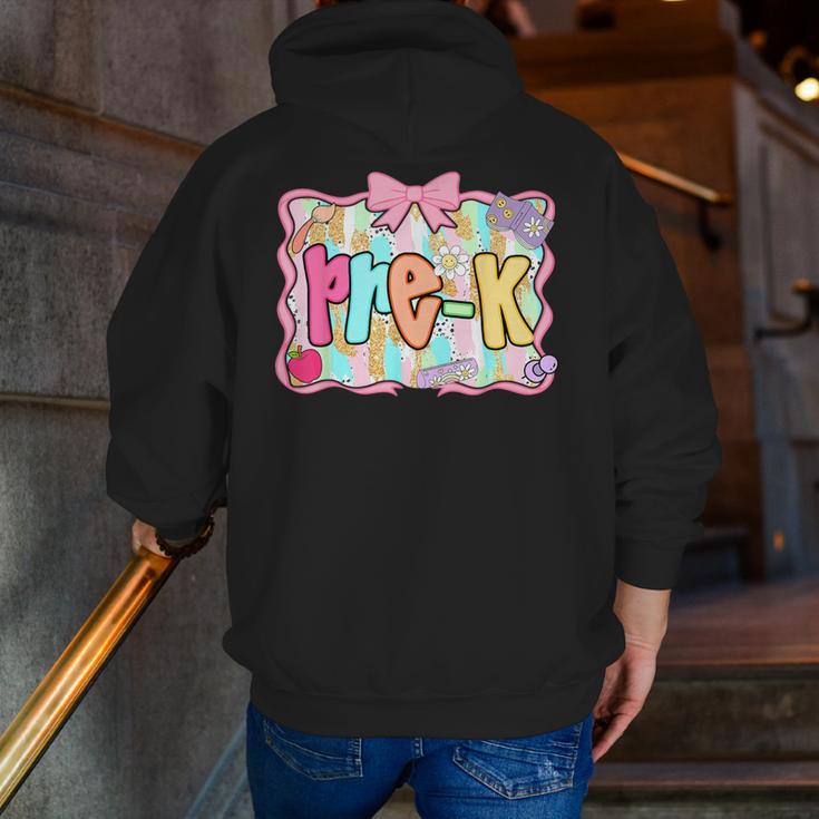 Back To School Pre-K Preppy Teacher Girl Men Zip Up Hoodie Back Print, funny gift