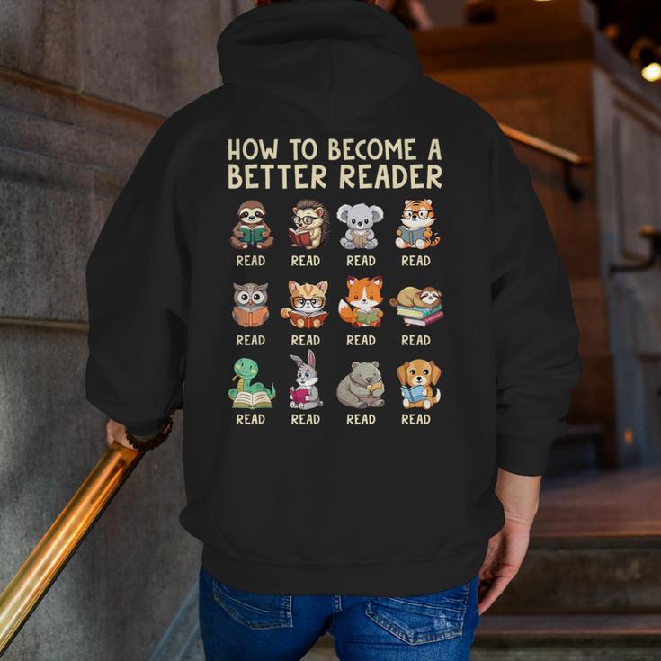 How To Become A Better Reader Animals Reading Teacher Men Zip Up Hoodie Back Print, funny gift How To Become A Better Reader Animals Reading Teacher Men Zip Up Hoodie Back Print, funny gift