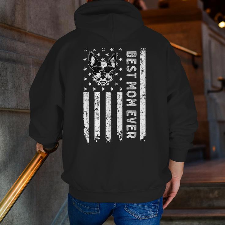 Best Boston Terrier Dog Mom Ever USA Flag For Men Women Kids Men Zip Up Hoodie Back Print, Boston Terrier Mom Hoodies, funny gift
