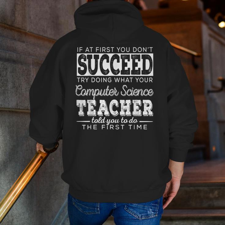 Best Computer Science Teacher Shirt Succeed Teaching Men Zip Up Hoodie Back Print, Science Teacher Hoodies, funny gift