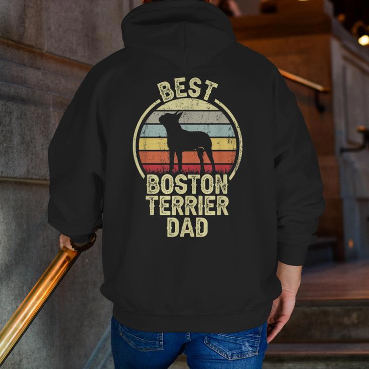 Best Dog Father Dad Vintage Boston Terrier For Men Women Men Zip Up Hoodie Back Print, Boston Terrier Dad Hoodies, funny gift