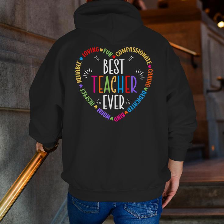 Best Teacher Ever Teacher Motivational Appreciation Men Zip Up Hoodie Back Print, funny gift