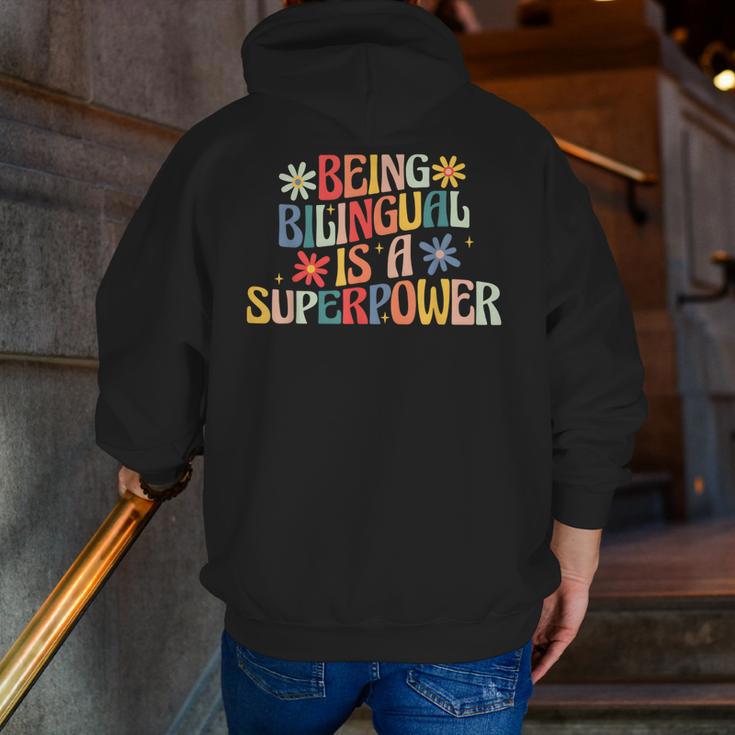 Being Bilingual Is A Superpower Back To School ESL Teacher Men Zip Up Hoodie Back Print, Esl Teacher Hoodies, funny gift