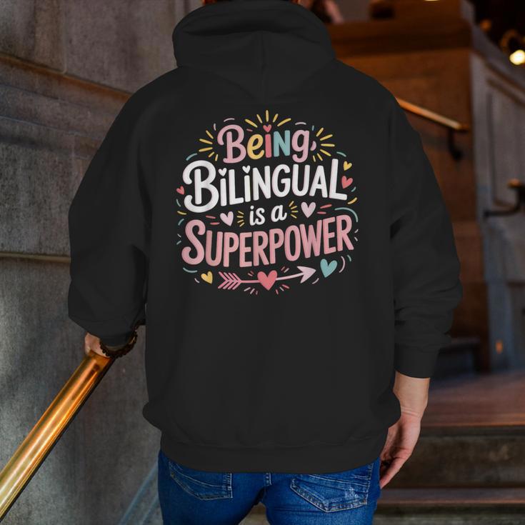 Being Bilingual Is A Superpower ESL Teacher School Men Zip Up Hoodie Back Print, Esl Teacher Hoodies, funny gift