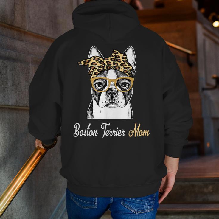 Birthday And Mother's Day -Boston Terrier Mom Men Zip Up Hoodie Back Print, funny gift