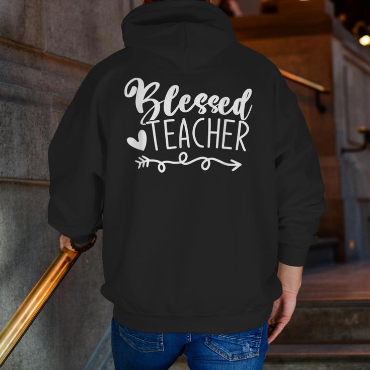 Blessed Teacher For Men Women Kids Men Zip Up Hoodie Back Print, funny gift
