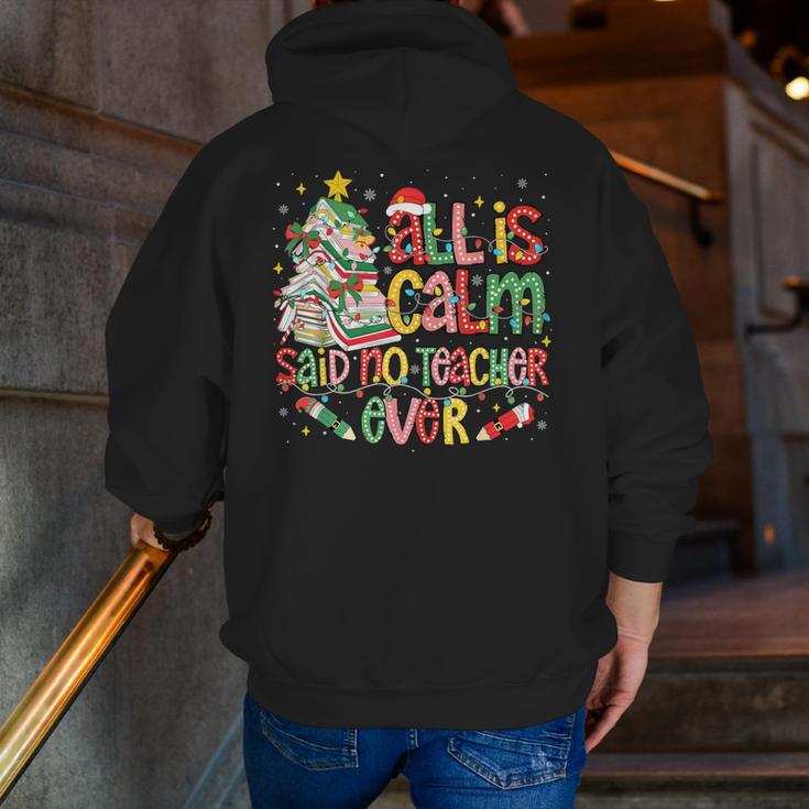 Book Tree All Is Calm Said No Teacher Ever Christmas Men Zip Up Hoodie Back Print, funny gift