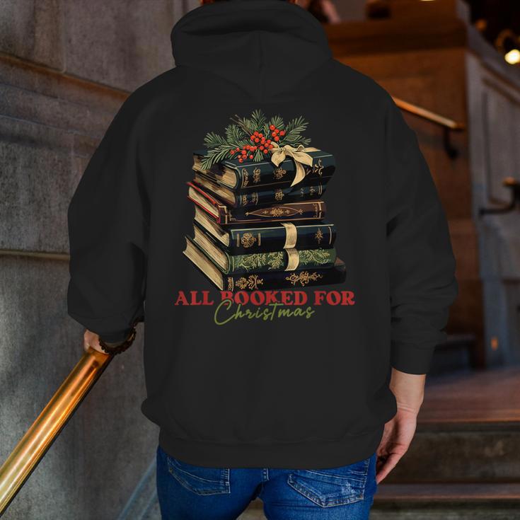 All Booked For Christmas Christmas Book Tree For Teacher For Men Women Kids Men Zip Up Hoodie Back Print, funny gift