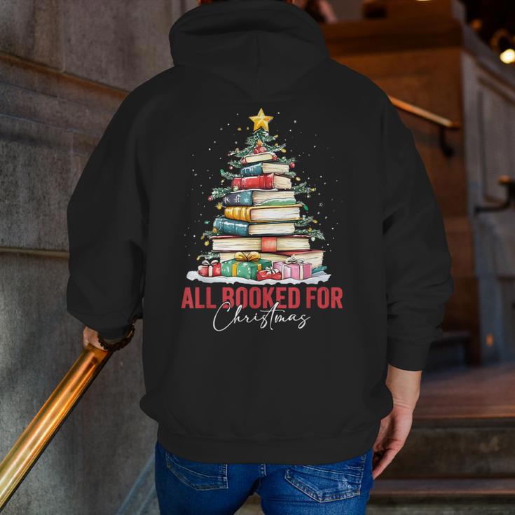 All Booked For Christmas Xmas Tree Teacher Holiday Pajamas Men Zip Up Hoodie Back Print, funny gift All Booked For Christmas Xmas Tree Teacher Holiday Pajamas Men Zip Up Hoodie Back Print, funny gift