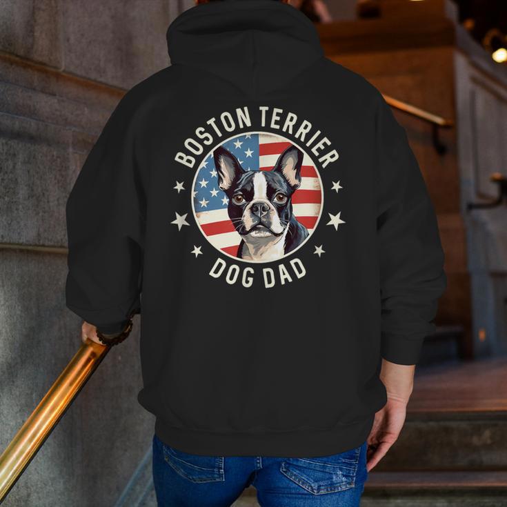 Boston Bull Terrier Men Boston Terrier Dog Dad Men Zip Up Hoodie Back Print, Boston Terrier Dad Hoodies, funny gift