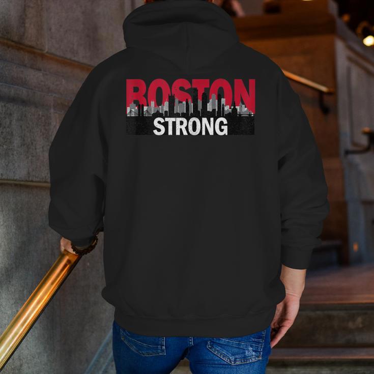 Boston Strong Logo Vintage Boston City Skyline Men Zip Up Hoodie Back Print, funny gift
