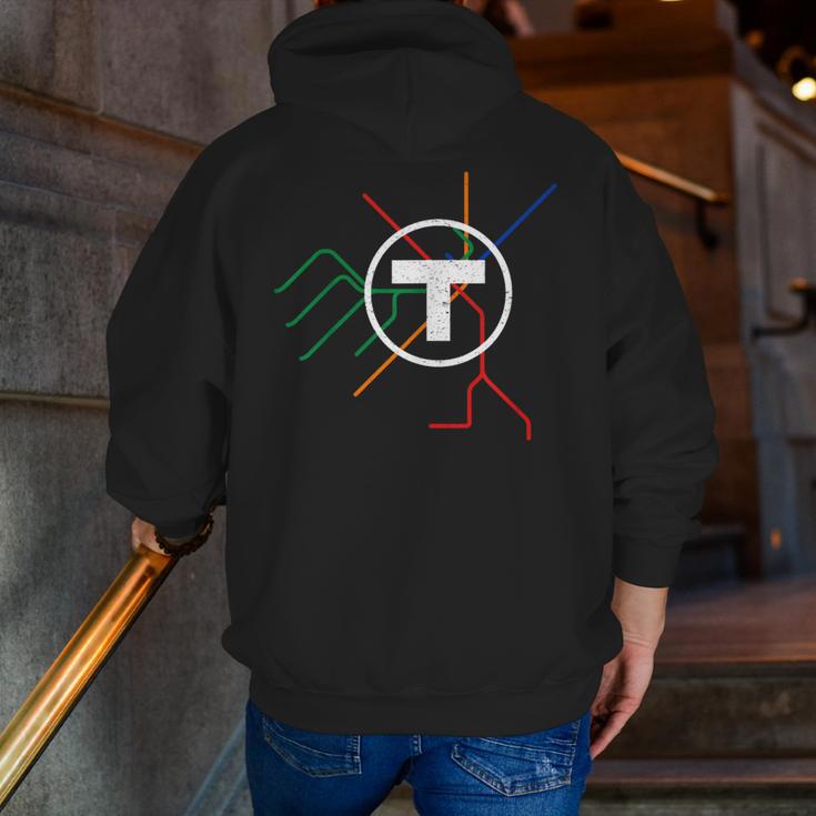 Boston T Subway Map Vintage MBTA Men Zip Up Hoodie Back Print, funny gift
