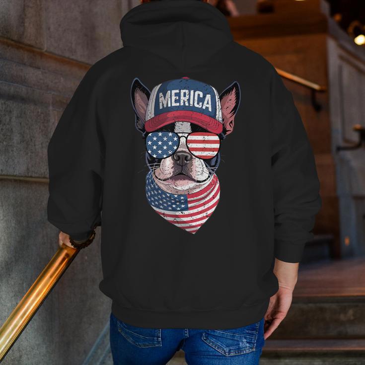 Boston Terrier 4th Of July US Merica Bostie Dog Patriotic For Men Women Kids Men Zip Up Hoodie Back Print, Patriotic Boston Terrier Hoodies, Boston Terrier 4th Of July Hoodies, funny gift