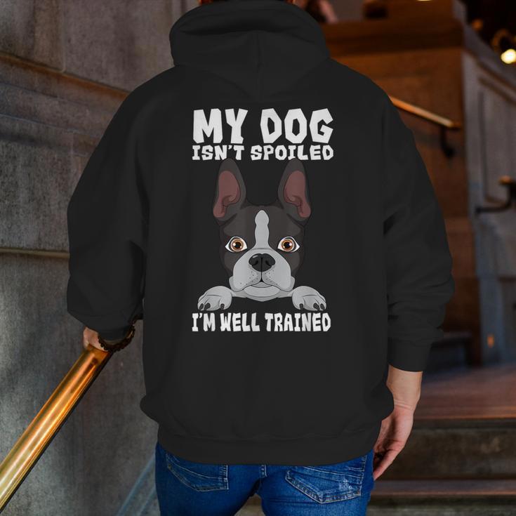 Boston Terrier American Gentleman Dog Lover I'm Well Trained Men Zip Up Hoodie Back Print, American Boston Terrier Hoodies, funny gift