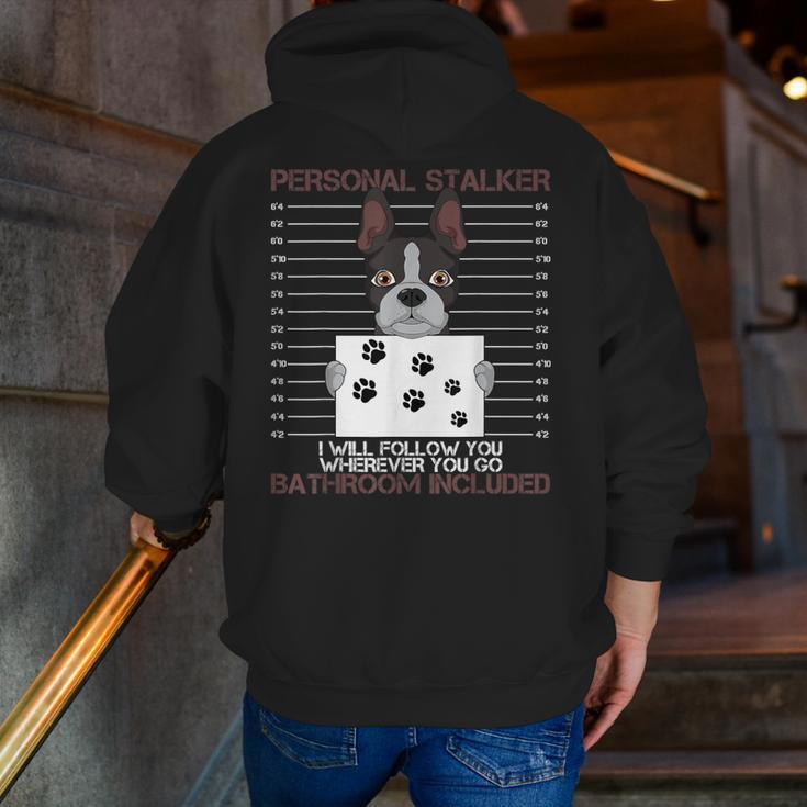 Boston Terrier American Gentleman Personal Stalker Dog Lover Men Zip Up Hoodie Back Print, American Boston Terrier Hoodies, funny gift