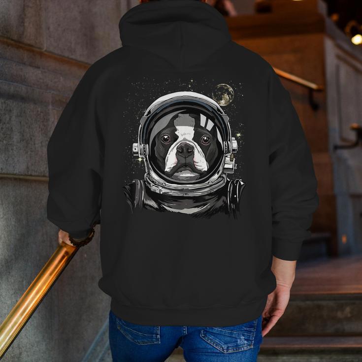 Boston Terrier Astronaut Shirt Spaceman Dog Space Lover Men Zip Up Hoodie Back Print, funny gift