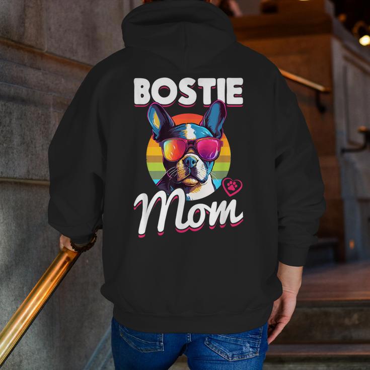 Boston Terrier Bostie Dog Breed Pet Bostie Mom Men Zip Up Hoodie Back Print, Boston Terrier Mom Hoodies, funny gift