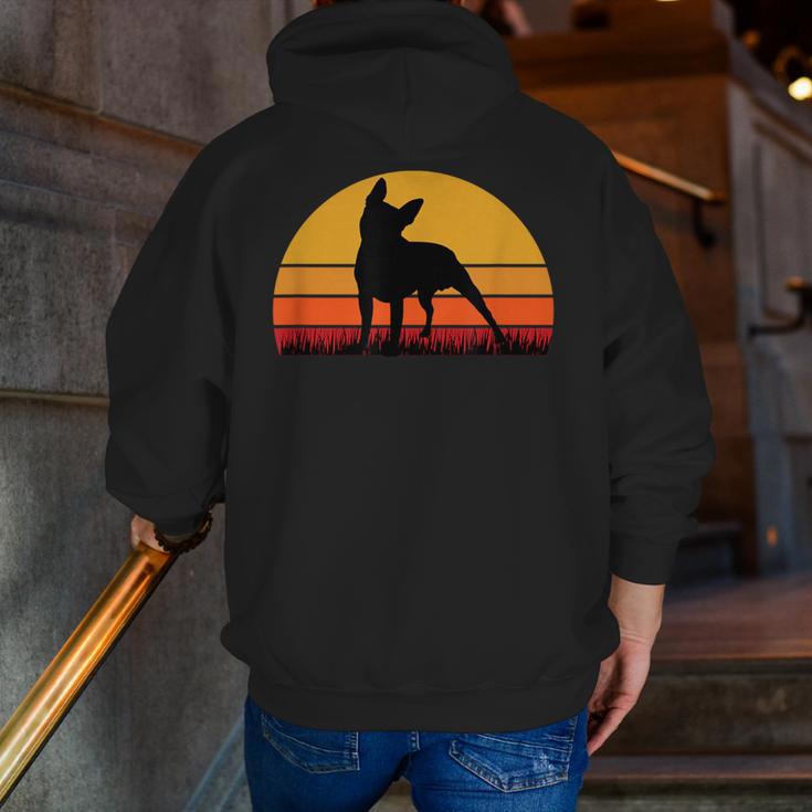 Boston Terrier Bostie Sunset Retro Dog Pet Mom Dad Men Zip Up Hoodie Back Print, Boston Terrier Mom Hoodies, Boston Terrier Dad Hoodies, funny gift