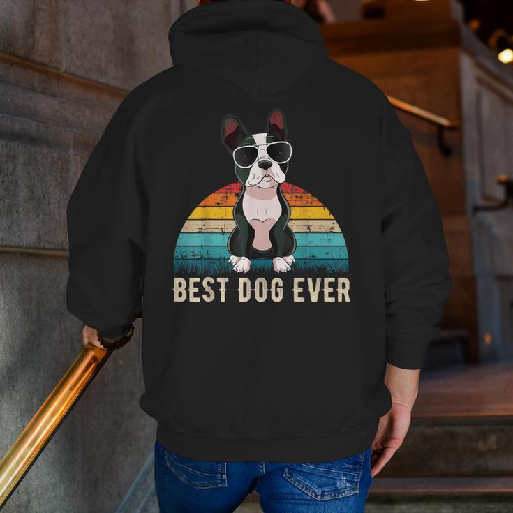 Boston Terrier Boston-Bulldog For Men Women Girls Kids Men Zip Up Hoodie Back Print, funny gift