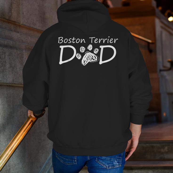 Boston Terrier Dad Dog Breed Daddy Owner Puppy Father Papa For Men Women Girls Kids Men Zip Up Hoodie Back Print, Boston Terrier Dad Hoodies, funny gift