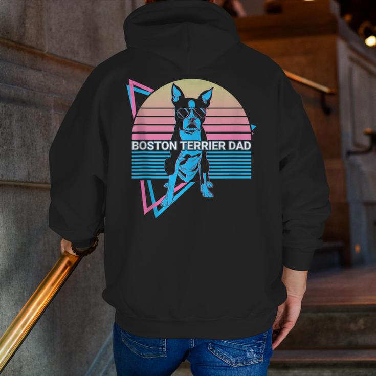 Boston Terrier Dad Retro Men Zip Up Hoodie Back Print, Boston Terrier Dad Hoodies, funny gift