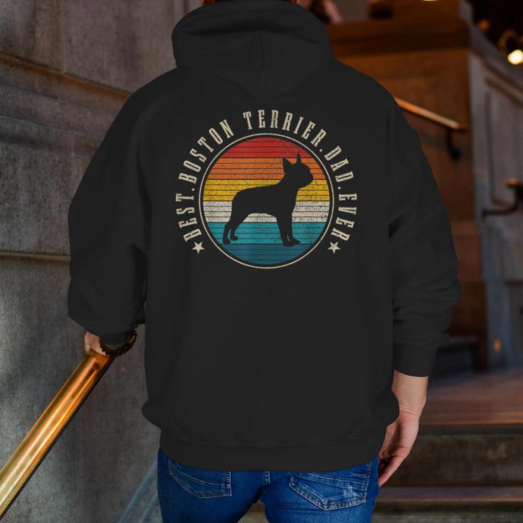 Boston Terrier Dad Retro Vintage Dog Bostie Dad Men Men Zip Up Hoodie Back Print, Boston Terrier Dad Hoodies, funny gift