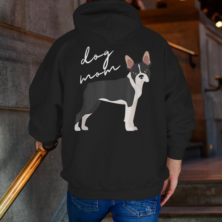 Boston Terrier Dog Mom Woman Women Men Zip Up Hoodie Back Print, Boston Terrier Mom Hoodies, funny gift