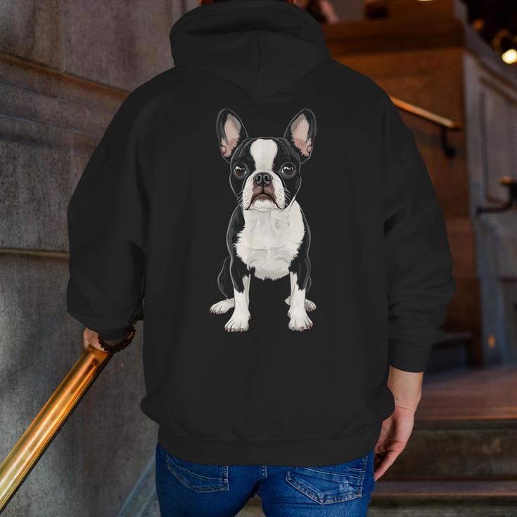 Boston Terrier Dog Motif Pet Art Boston Terrier For Men Women Kids Men Zip Up Hoodie Back Print, funny gift