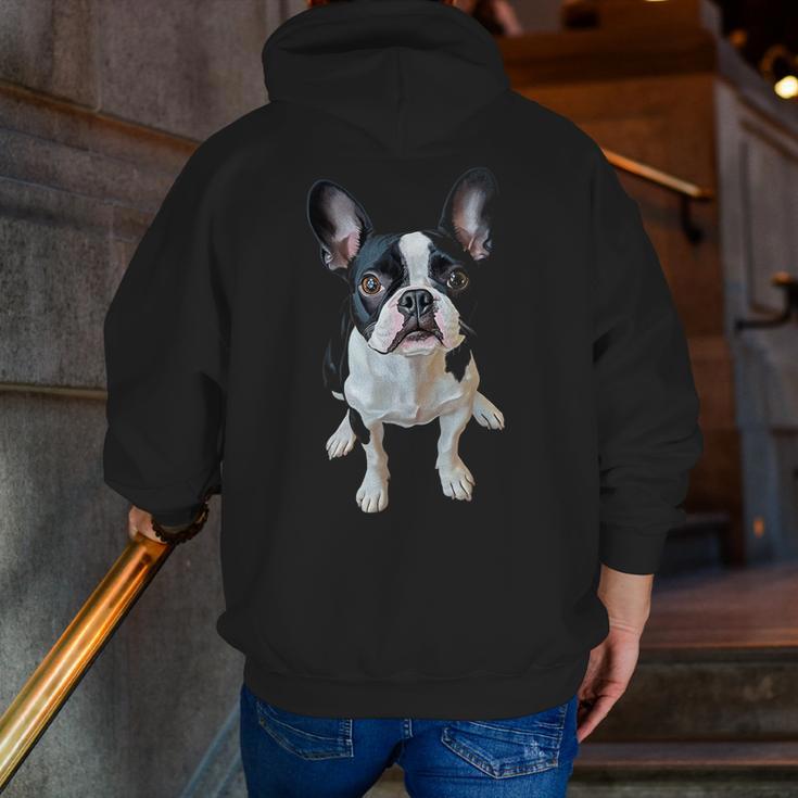 Boston Terrier Dog Motif Pet Art Boston Terrier Men Women Kids Men Zip Up Hoodie Back Print, funny gift