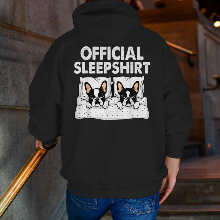 Boston Terrier Dog Official Sleep Pajamas Nightgown Men Zip Up Hoodie Back Print, funny gift