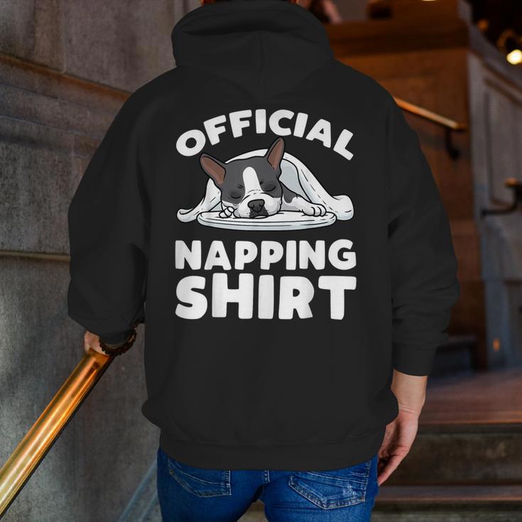 Boston Terrier Dog Official Sleeping Shirt Men Women Kids Men Zip Up Hoodie Back Print, funny gift