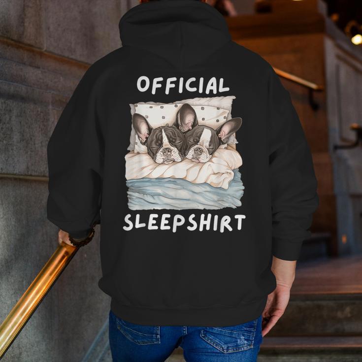 Boston Terrier Dog Official Sleepshirt Pajamas Nightgown Men Women Girls Kids Men Zip Up Hoodie Back Print, funny gift