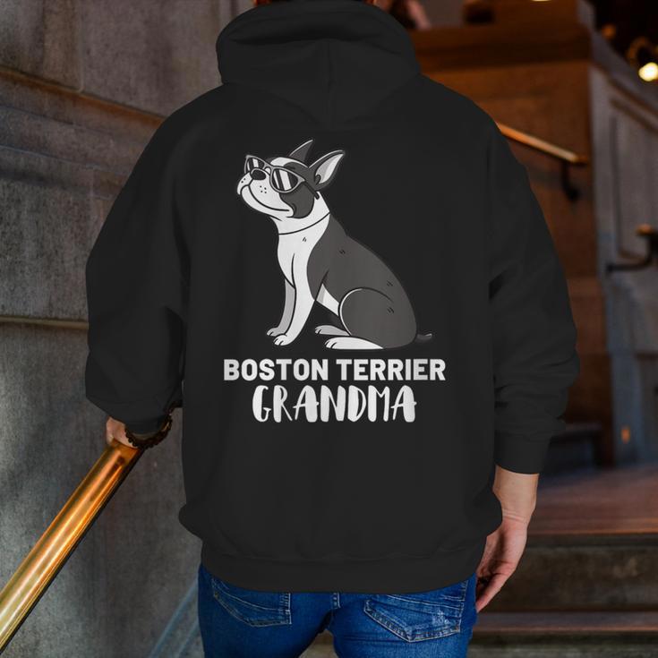 Boston Terrier Dog Owner Grandma Men Zip Up Hoodie Back Print, funny gift
