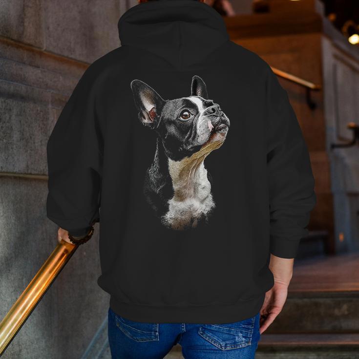 Boston Terrier Dog Graphic Pet Art Boston Terrier For Men Women Kids Men Zip Up Hoodie Back Print, funny gift