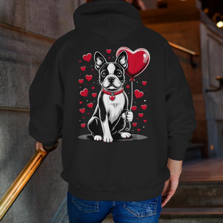 Boston Terrier Dog Valentine's Day Dog Owner Valentine Men Zip Up Hoodie Back Print, funny gift
