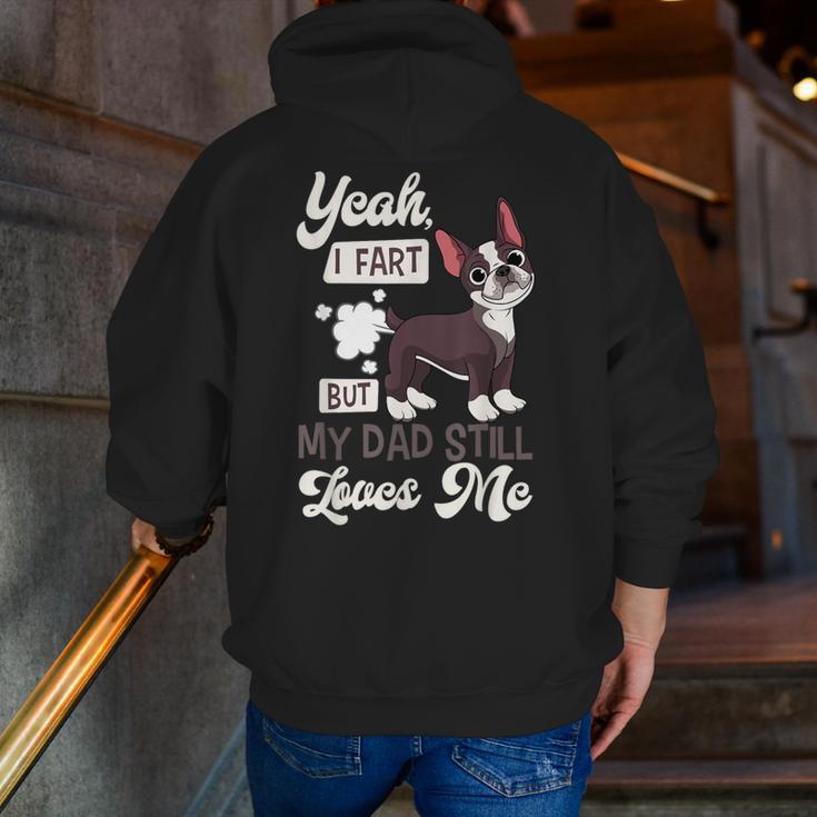 Boston Terrier Fart American Gentleman Non-Sporting Dog Men Zip Up Hoodie Back Print, American Boston Terrier Hoodies, funny gift